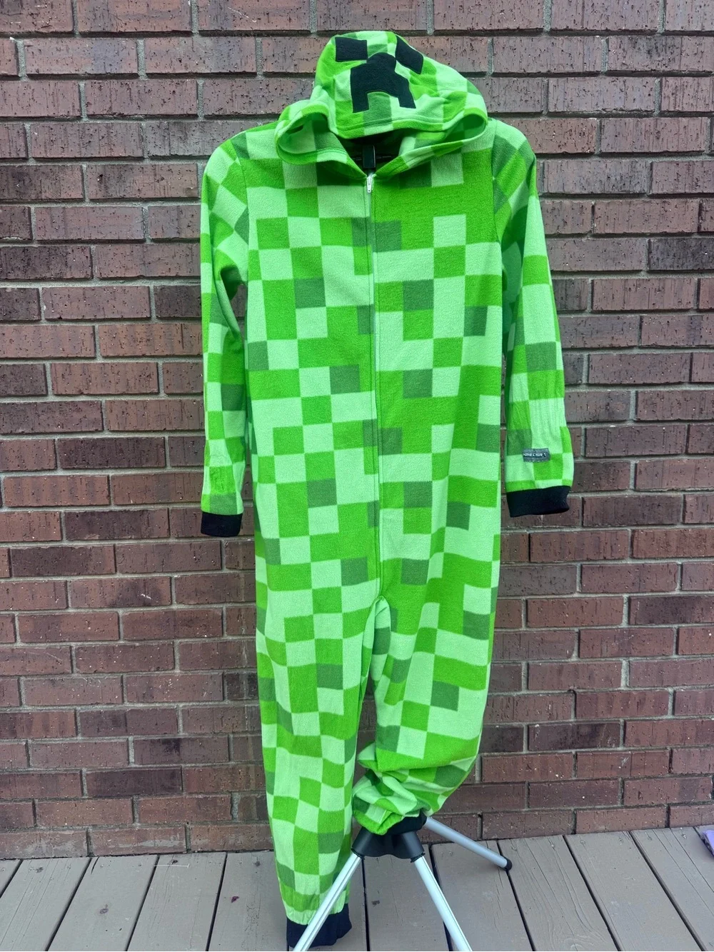 Minecraft Creeper One Piece Kids Sleepwear Jumpsuit Costume Youth Size 14/16 EUC